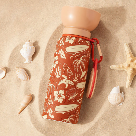 Island Tropical Travel Water Bottle with Bowl Lid
